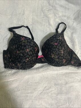 Victoria's Secret Black Cheetah/ Floral Demi Bra